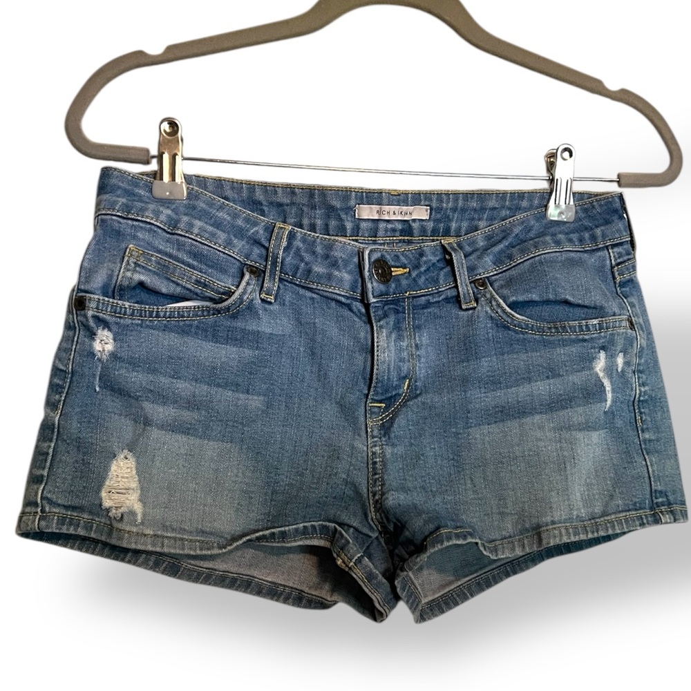Rich & Skinny Blue Jean Shorts Distressed Cut-Off